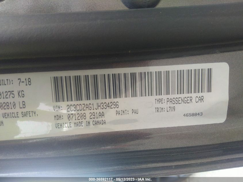 2018 DODGE CHALLENGER SXT - 2C3CDZAG1JH334296
