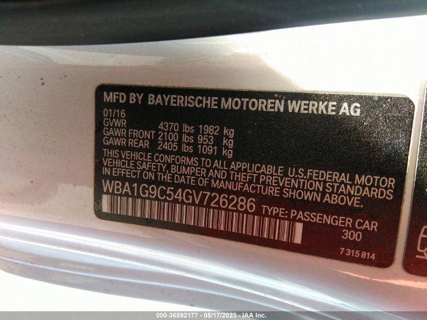 2016 BMW 2 SERIES 228I XDRIVE - WBA1G9C54GV726286