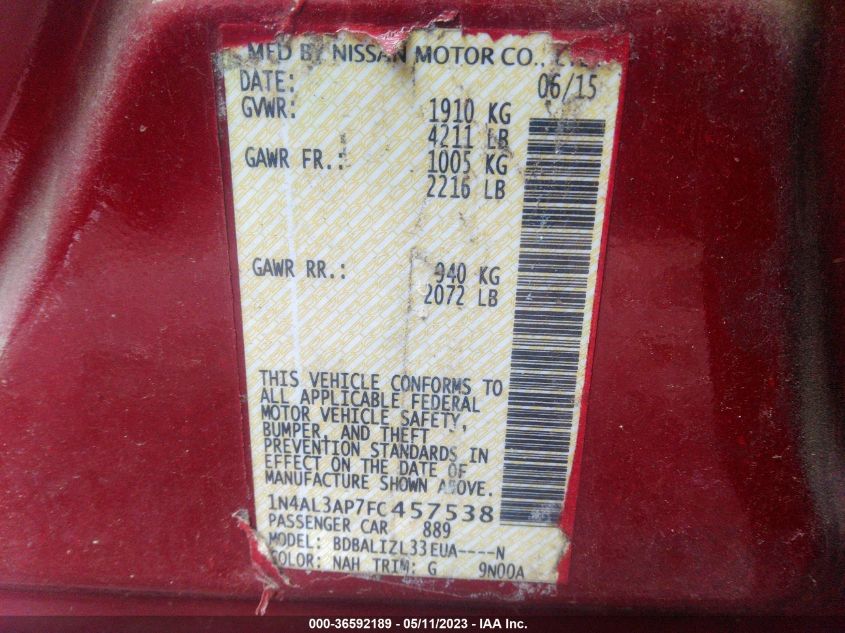 2015 NISSAN ALTIMA 2.5 SV - 1N4AL3AP7FC457538