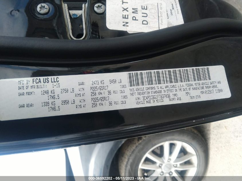 2015 DODGE JOURNEY SXT - 3C4PDCBG1FT637036