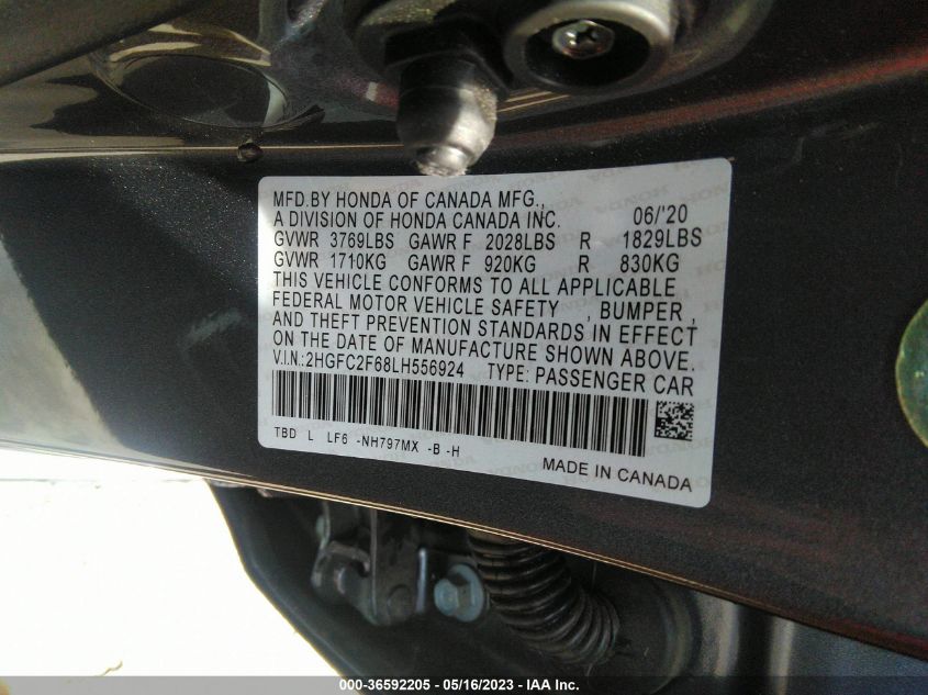 2HGFC2F68LH556924 Honda Civic Sedan LX 9