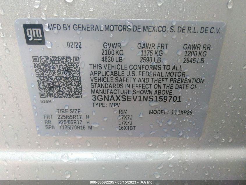 2022 CHEVROLET EQUINOX LS - 3GNAXSEV1NS159701