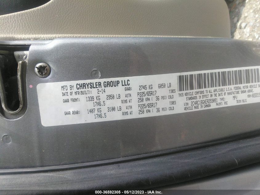2014 CHRYSLER TOWN & COUNTRY TOURING - 2C4RC1BGXER293031