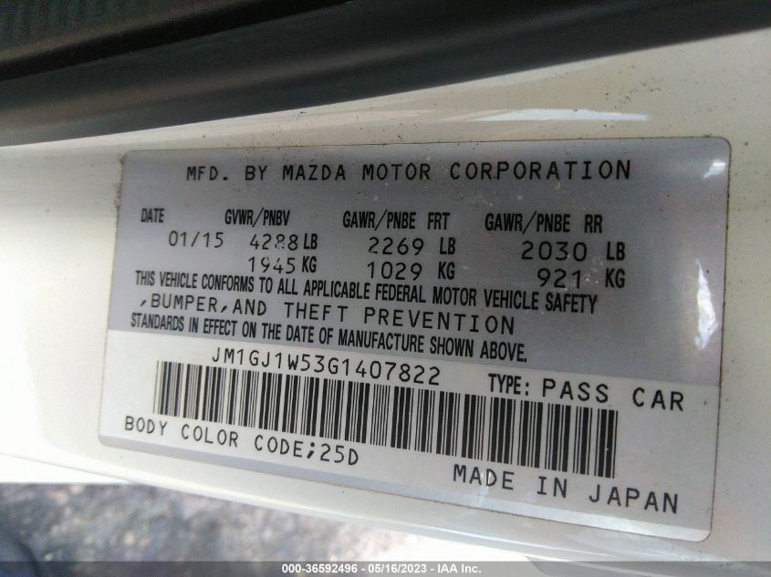 2016 MAZDA MAZDA6 I GRAND TOURING - JM1GJ1W53G1407822