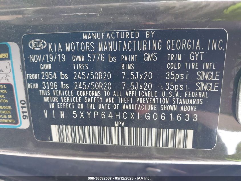 2020 KIA TELLURIDE S - 5XYP64HCXLG061633
