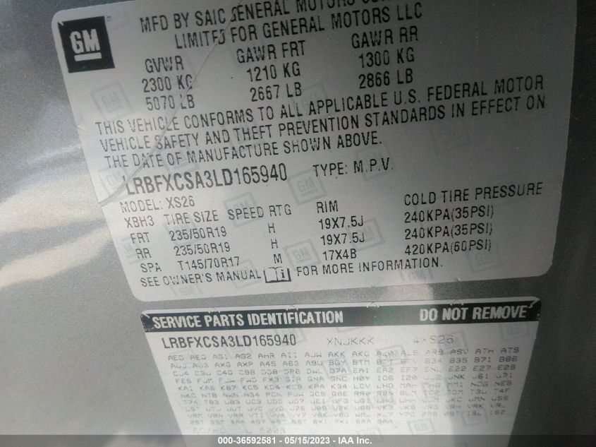 2020 BUICK ENVISION ESSENCE - LRBFXCSA3LD165940
