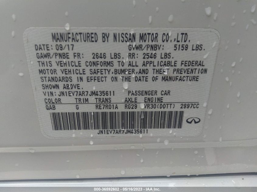 2018 INFINITI Q50 3.0T LUXE - JN1EV7AR7JM435611