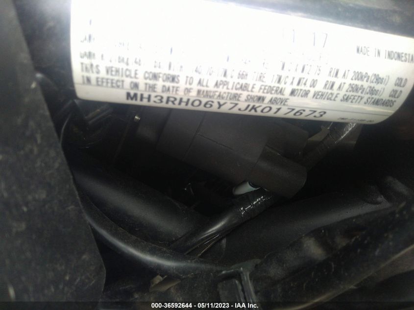 2018 YAMAHA YZFR3 MH3RH06Y7JK017673