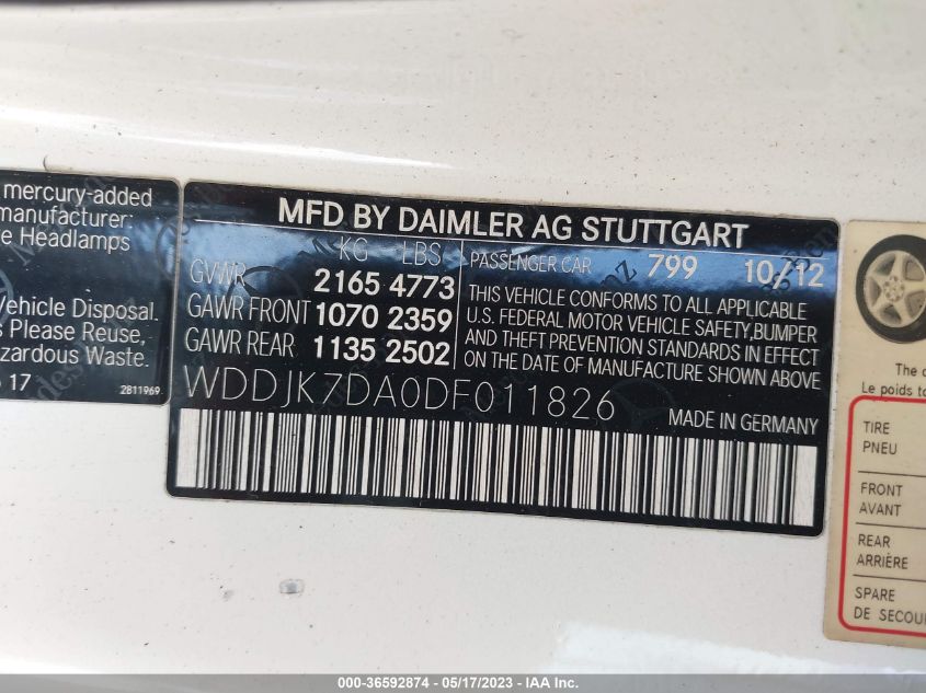 2013 MERCEDES-BENZ SL-CLASS SL 550 - WDDJK7DA0DF011826