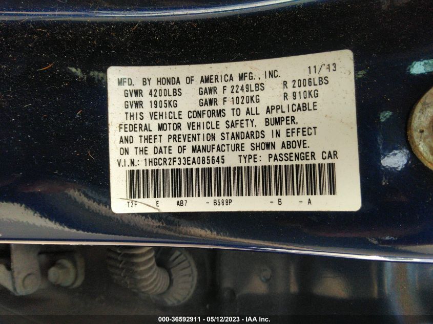 2014 HONDA ACCORD SEDAN LX - 1HGCR2F33EA085645