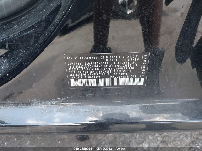 VIN 3VWC57BU5LM094821 2020 VOLKSWAGEN JETTA S/SE/R-LINE