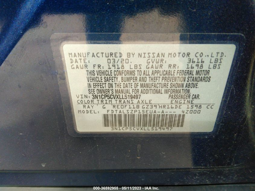 2020 NISSAN KICKS SV - 3N1CP5CVXLL519497