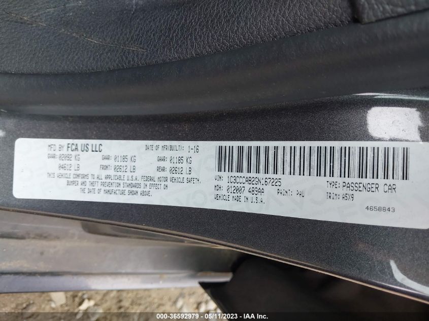 2016 CHRYSLER 200 LIMITED - 1C3CCCAB2GN167225