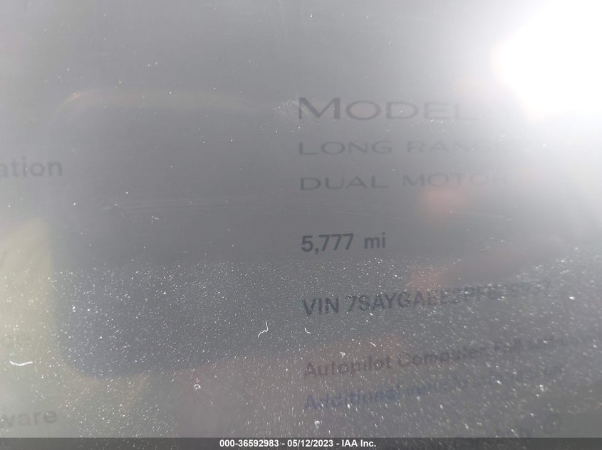 VIN 7SAYGAEE2PF609937 2023 TESLA MODEL Y LONG RANGE