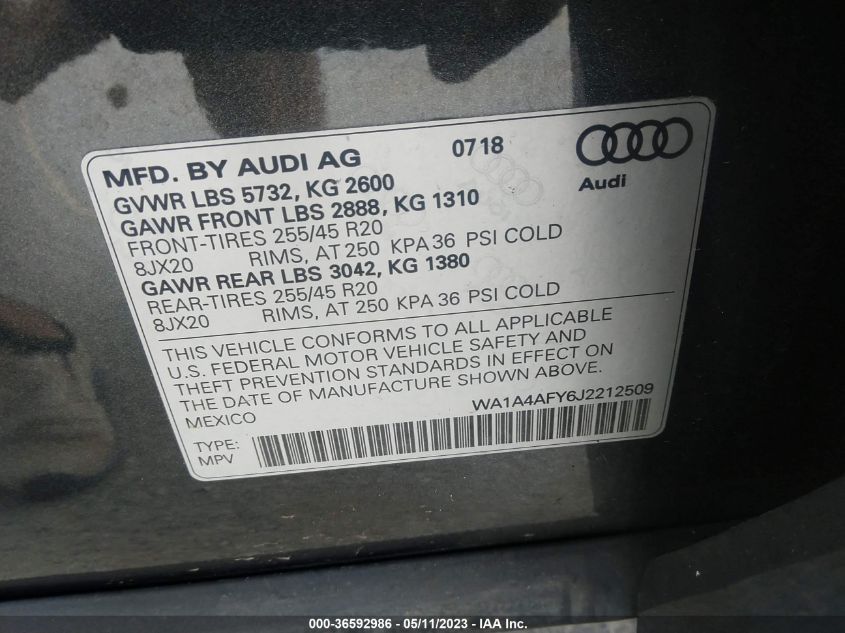 2018 AUDI SQ5 PREMIUM PLUS - WA1A4AFY6J2212509