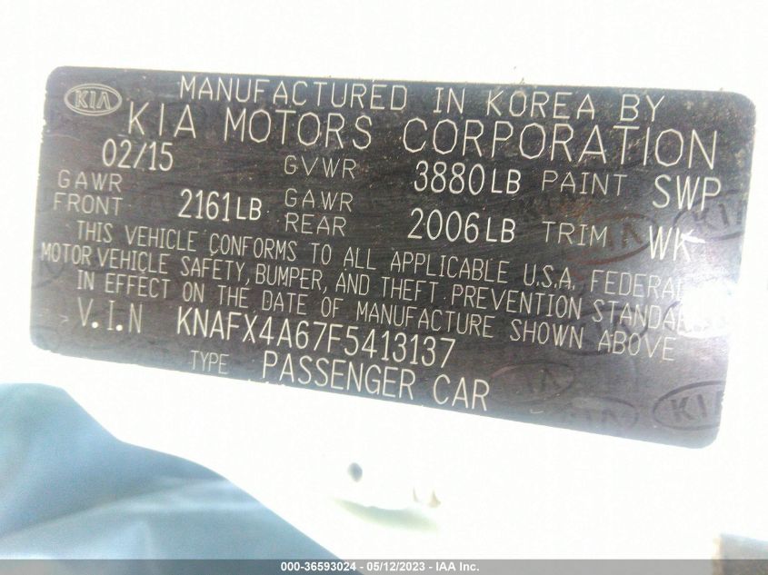 2015 KIA FORTE LX - KNAFX4A67F5413137