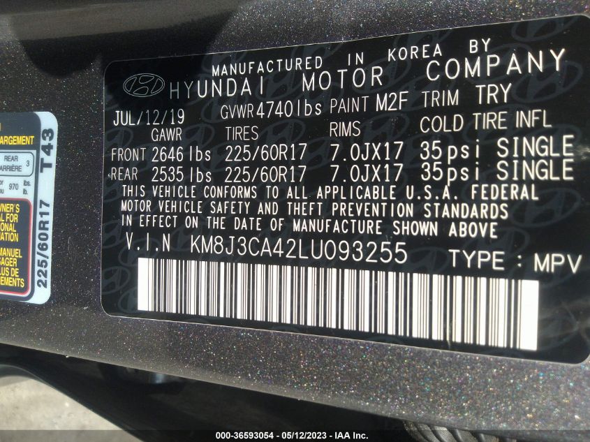2020 HYUNDAI TUCSON VALUE - KM8J3CA42LU093255
