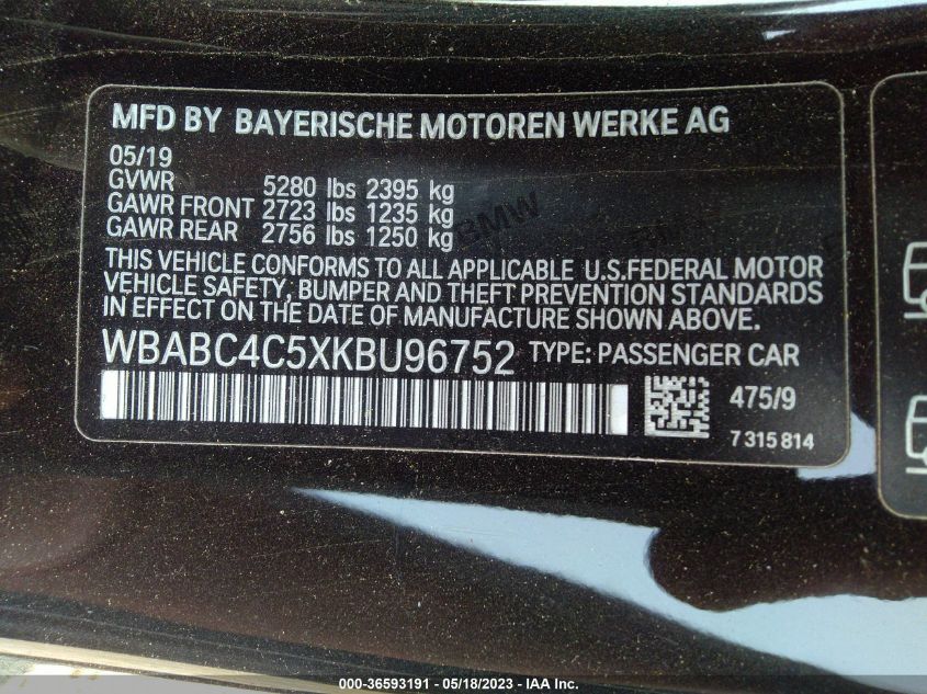 2019 BMW 8 SERIES M850I XDRIVE - WBABC4C5XKBU96752