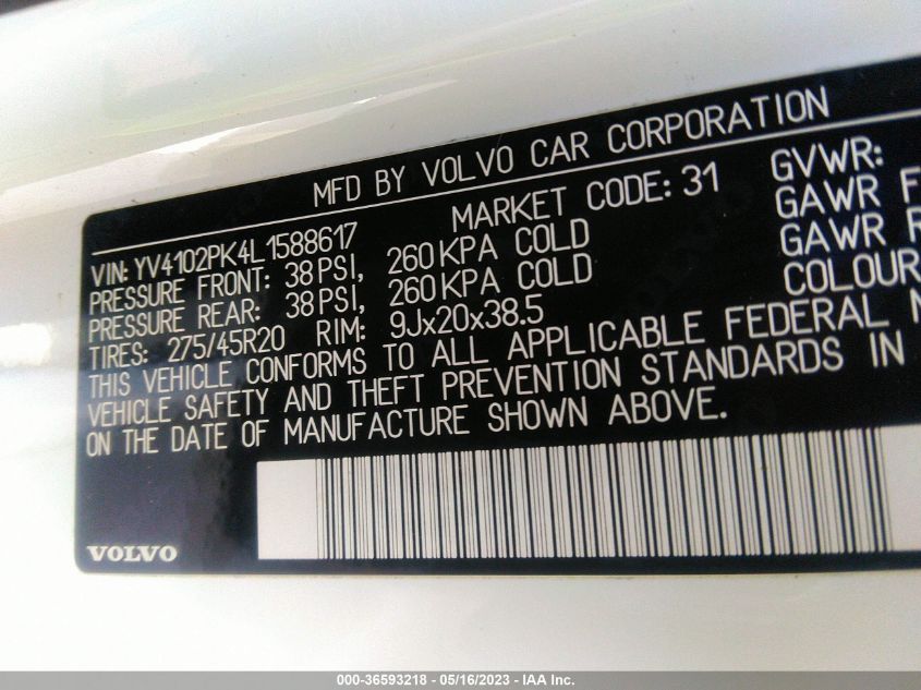 2020 VOLVO XC90 MOMENTUM - YV4102PK4L1588617