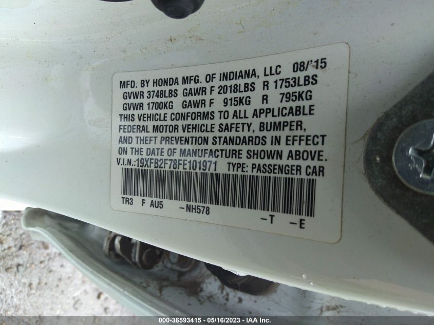 2015 HONDA CIVIC SEDAN SE - 19XFB2F78FE101971