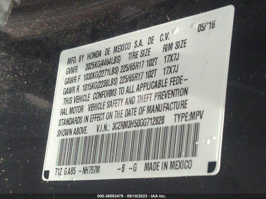2016 HONDA CR-V EX - 3CZRM3H50GG712828