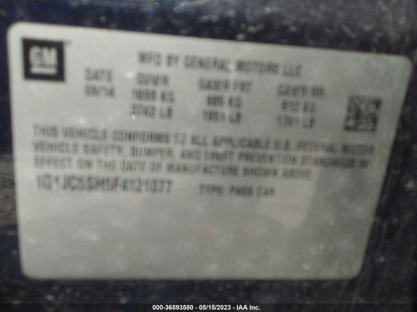 2015 CHEVROLET SONIC LT - 1G1JC5SH5F4121077