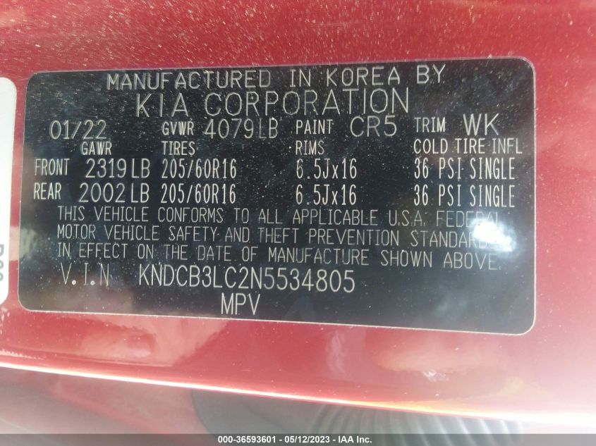 2022 KIA NIRO LX - KNDCB3LC2N5534805