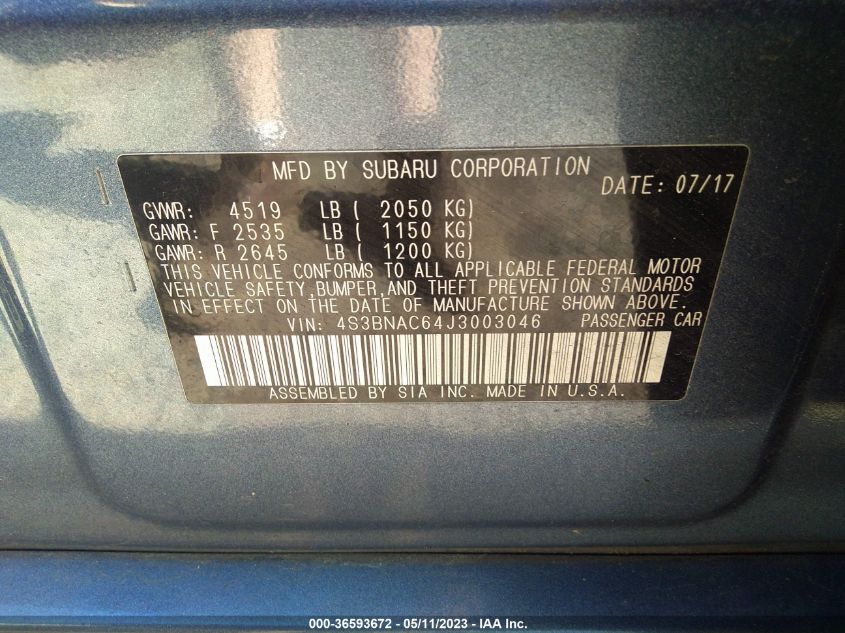 2018 SUBARU LEGACY PREMIUM - 4S3BNAC64J3003046