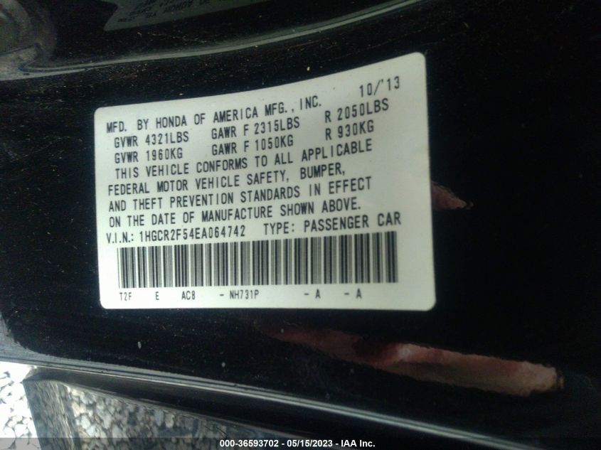 2014 HONDA ACCORD SPORT - 1HGCR2F54EA064742