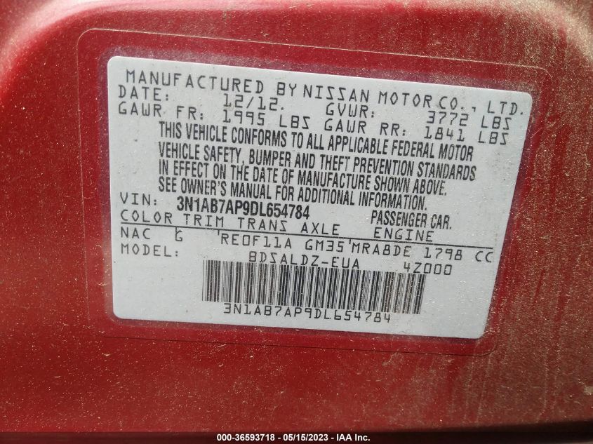 2013 NISSAN SENTRA SV - 3N1AB7AP9DL654784