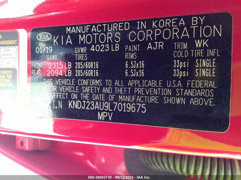 2020 KIA SOUL S - KNDJ23AU9L7019675