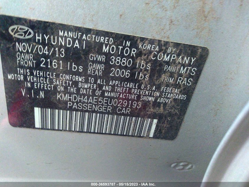 2014 HYUNDAI ELANTRA SE - KMHDH4AE5EU029193