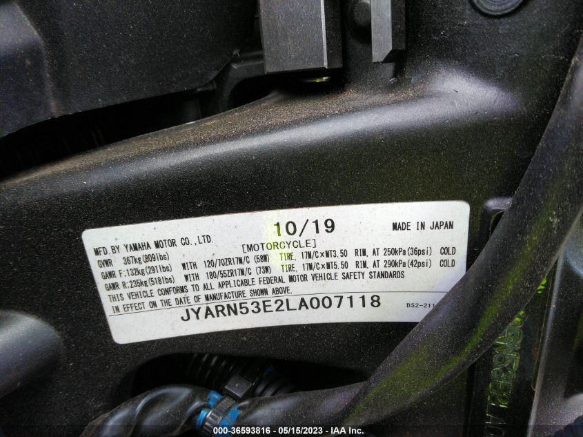 2020 YAMAHA MT09 JYARN53E2LA007118