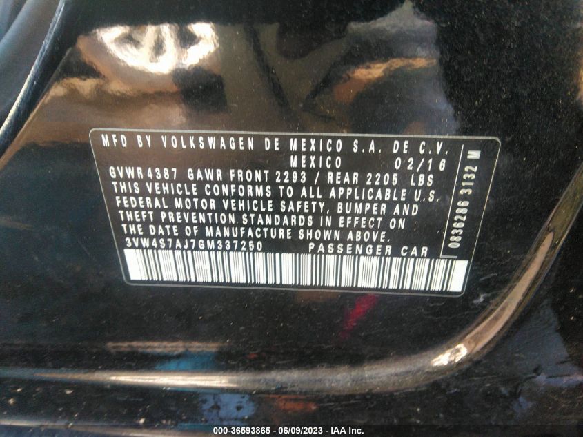 2016 VOLKSWAGEN JETTA SEDAN 2.0T GLI SEL - 3VW4S7AJ7GM337250