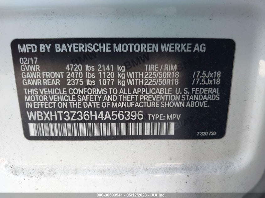 VIN WBXHT3Z36H4A56396 2017 BMW X1 XDRIVE28I