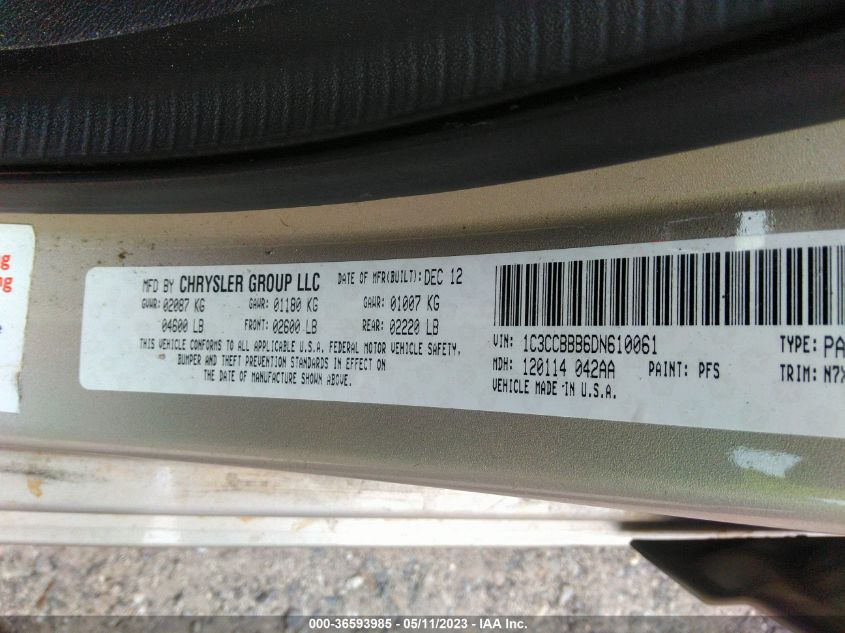 2013 CHRYSLER 200 TOURING - 1C3CCBBB6DN610061
