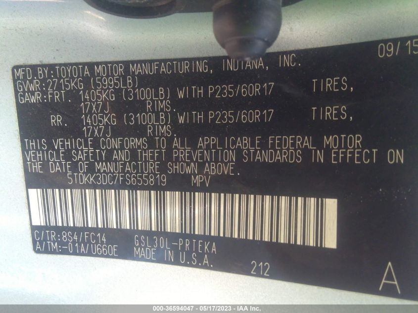 2015 TOYOTA SIENNA LE - 5TDKK3DC7FS655819