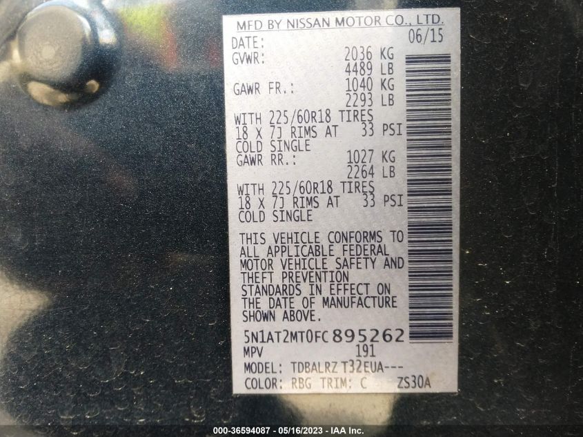 2015 NISSAN ROGUE SL - 5N1AT2MT0FC895262