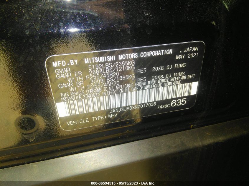 2022 MITSUBISHI OUTLANDER SE - JA4J3UA8XNZ017036