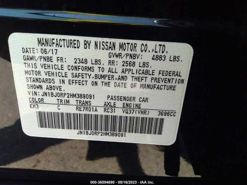 2017 INFINITI QX50 - JN1BJ0RP2HM389091