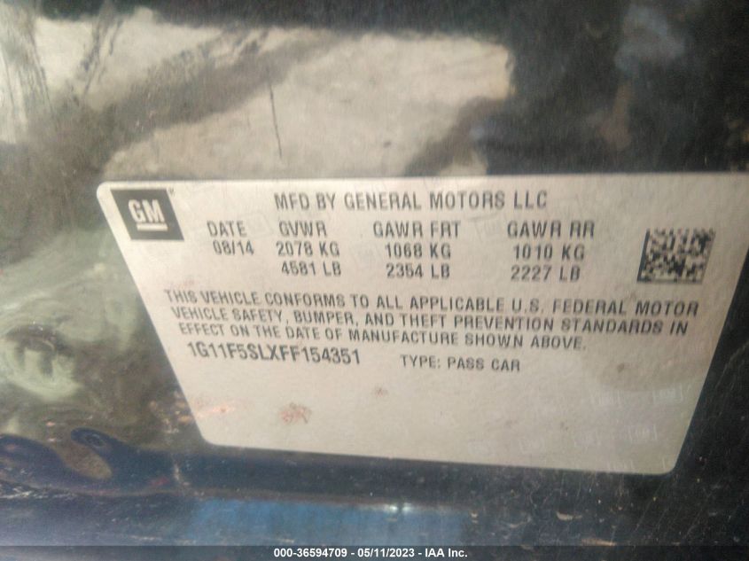 2015 CHEVROLET MALIBU LTZ - 1G11F5SLXFF154351