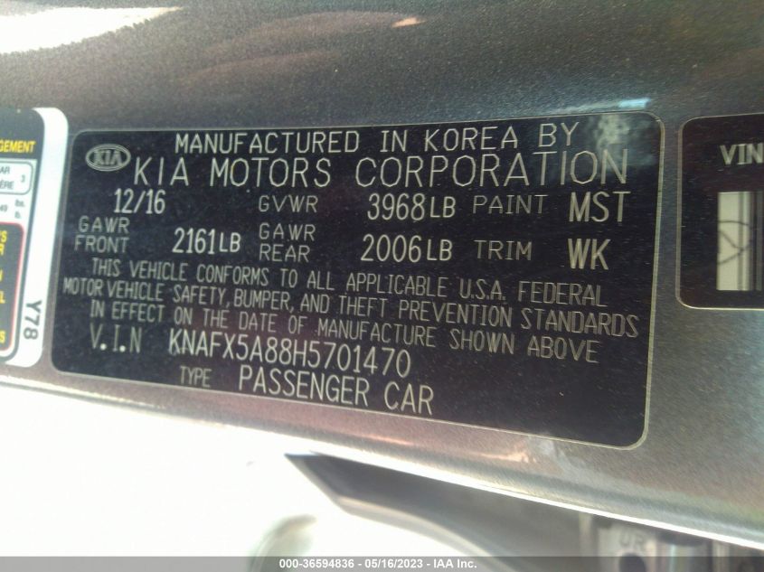 2017 KIA FORTE5 EX - KNAFX5A88H5701470