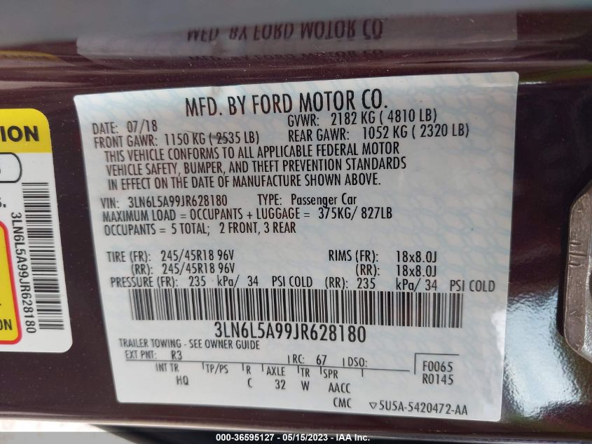 2018 LINCOLN MKZ PREMIERE - 3LN6L5A99JR628180
