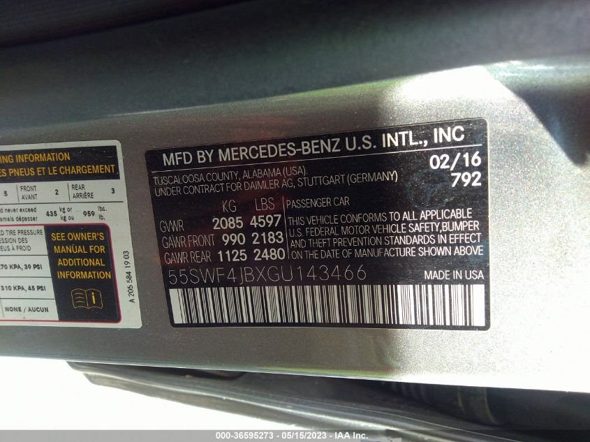 2016 MERCEDES-BENZ C-CLASS C 300 - 55SWF4JBXGU143466