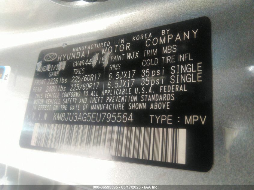 2014 HYUNDAI TUCSON SE - KM8JU3AG5EU795564