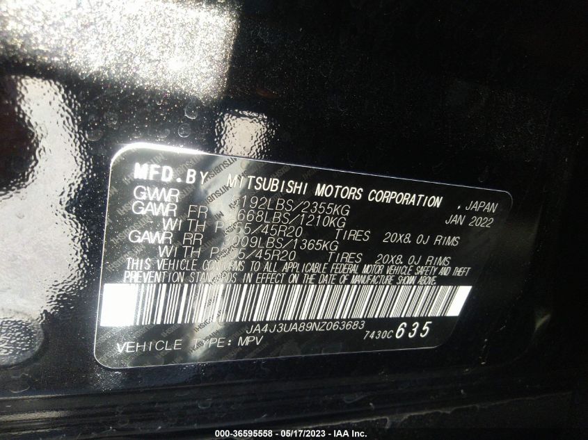 2022 MITSUBISHI OUTLANDER SE - JA4J3UA89NZ063683