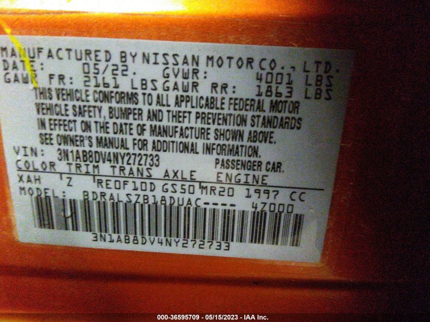 2022 NISSAN SENTRA SR - 3N1AB8DV4NY272733