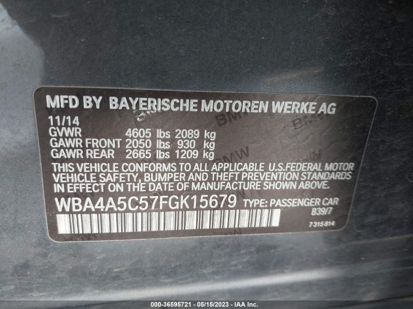 2015 BMW 428 GRAN COUPE - WBA4A5C57FGK15679