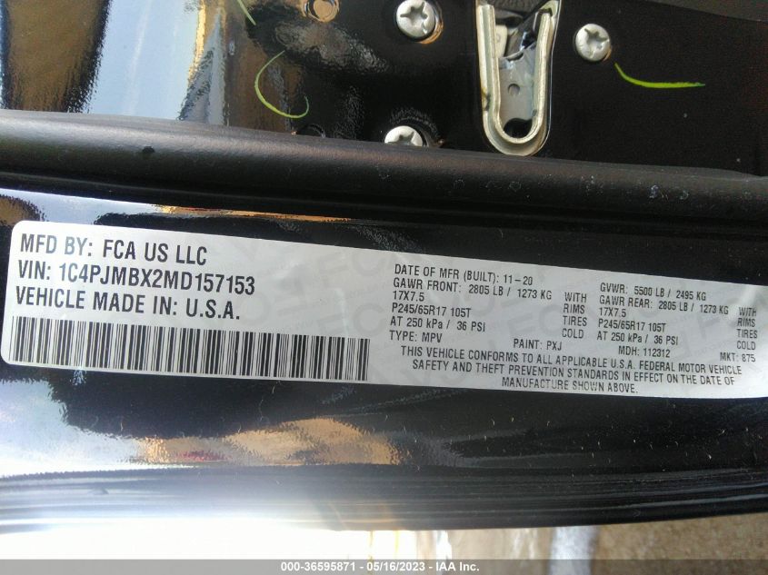 2021 JEEP CHEROKEE TRAILHAWK - 1C4PJMBX2MD157153