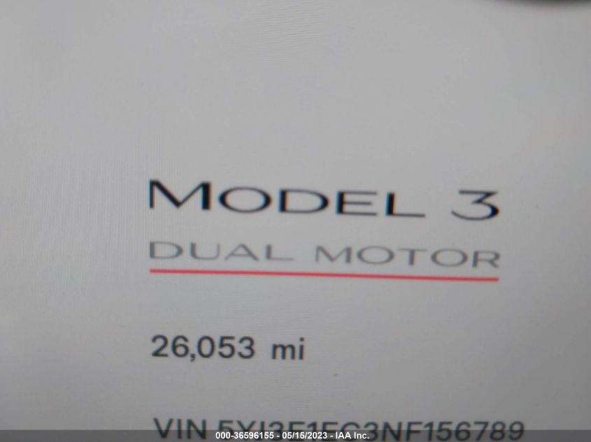 2022 TESLA MODEL 3 PERFORMANCE - 5YJ3E1EC3NF156789
